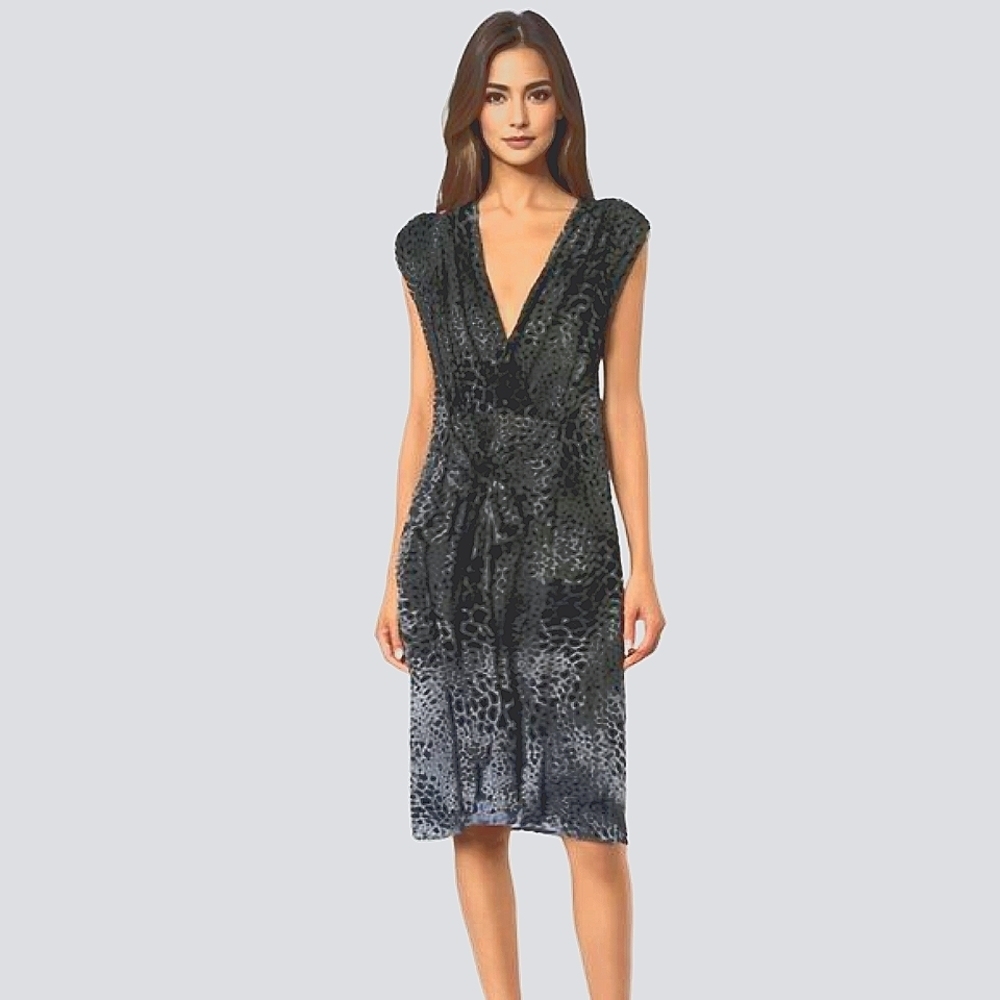 Traces by Tracy Evans Leopard Print A Line Midi Dress Size 16